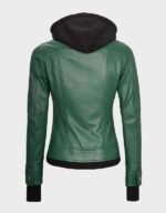 women green real bomber leather jacket with hood