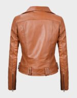 women light brown leather motocycle jacket