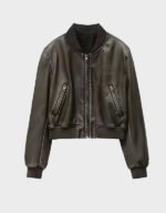 women new vintage imitation leather jacket