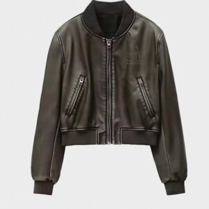 women new vintage imitation leather jacket