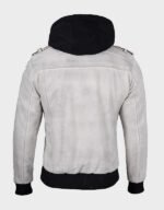 women off white grey wax leather jacket