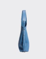 women real leather blue bucket bag