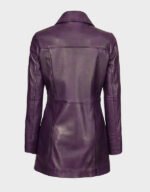 women real leather coat purple