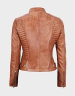 women slim fit tan brown lambskin leather jacket