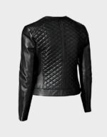 women stylish black quilted leather jacket