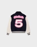 Sp5der Navy Cream Wool Varsity Jacket