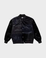 bape patchwork varsity jacket black