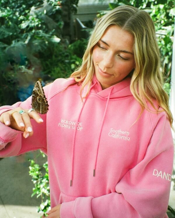 dandy flower shop hoodie washed pink