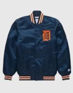 detroit tigers classic navy satin jacket