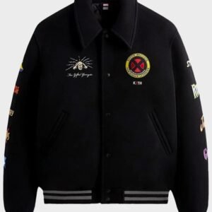 kith x marvel x men black varsity jacket