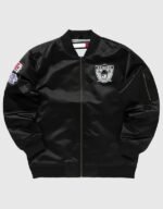 las vegas raiders bomber black lightweight satin jacket