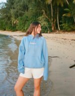 let's watch the sunset oversized lux hoodie in vintage blue