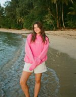 let's watch the sunset oversized lux hoodie in vintage washed pink