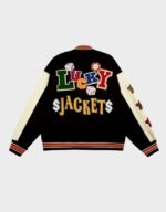 lucky black varsity baseball jacket