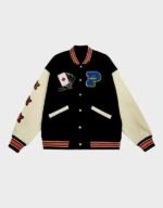 poker lucky black varsity jacket