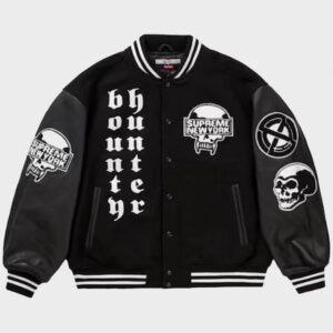 supreme bounty hunter black varsity jacket