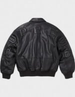 supreme leather varsity jacket black