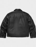 supreme schott leather racer jacket in black