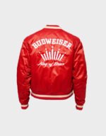 abercrombie budweiser red varsity bomber jacket