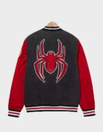 boxlunch marvel spider man miles morales denim varsity jacket