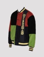 brain dead patchwork corduroy letterman jacket