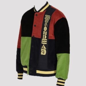 brain dead patchwork corduroy letterman jacket