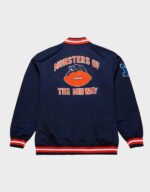 chicago bears double down navy bomber satin jacket