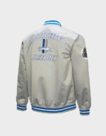 detroit lions double down gray satin varsity jacket