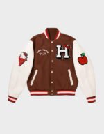 hello kitty brown varsity jacket
