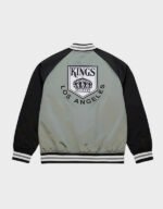 los angeles kings vintage logo double clutch gray satin jacket