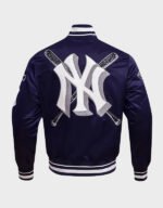 purple ny yankees mashup satin varsity jacket