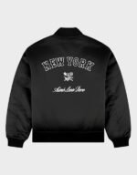 aime leon dore x new york mets satin varsity jacket black
