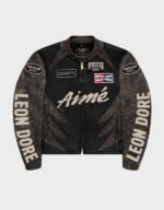 aime leon dore x vanson distressed leather jacket