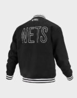 brooklyn nets logoman shadow black varsity jacket