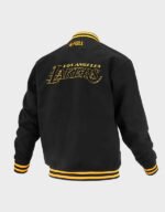 la lakers logoman shadow black varsity jacket