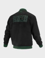 milwaukee bucks logoman shadow black varsity jacket