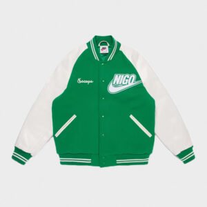 nike x nigo nrg green varsity jacket