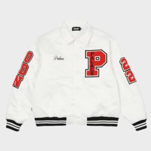 palace satin white varsity jacket