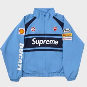 supreme light blue ducati track jacket