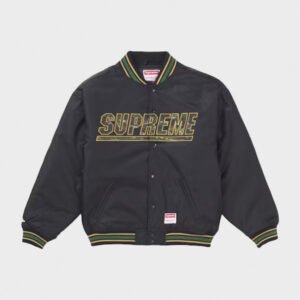 supreme mitchell & ness camo logo black jacket