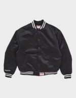 supreme mitchell & ness satin black varsity jacket