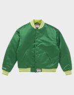 supreme mitchell & ness satin green varsity jacket