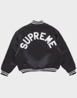 supreme mitchell & ness satin varsity black jacket
