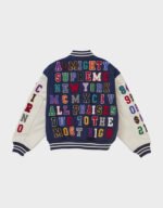 supreme praises navy varsity jacket