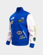 the simpsons freeze max racing varsity jacket