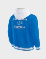 detroit lions blue cotton hooded jacket