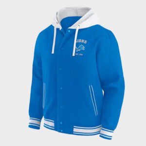 detroit lions blue hooded jacket