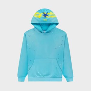 sp5der heavy web cyan hoodie