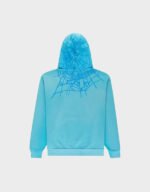 sp5der heavy web cyan pullover hoodie