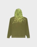 sp5der heavy web olive hoodie